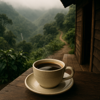Kaffeetasse in den Bergen Jamaikas